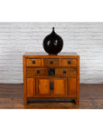 Chinese Late Qing Dynasty Elmwood Cabinet with Five Drawers over Two Doors-6. Asian & Chinese Furniture, Art, Antiques, Vintage Home Décor for sale at FEA Home