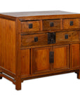 Chinese Late Qing Dynasty Elmwood Cabinet with Five Drawers over Two Doors-1. Asian & Chinese Furniture, Art, Antiques, Vintage Home Décor for sale at FEA Home