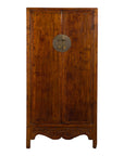 Chinese 19th Century Qing Dynasty Cabinet with Brown Finish and Carved Apron-1. Asian & Chinese Furniture, Art, Antiques, Vintage Home Décor for sale at FEA Home
