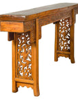 Chinese Ming Style Altar Table with Foliage Carved Frieze and Open Fretwork-1. Asian & Chinese Furniture, Art, Antiques, Vintage Home Décor for sale at FEA Home
