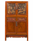 Chinese Ming Dynasty Style Cabinet with Gilt Carved Court and Work Scenes-1. Asian & Chinese Furniture, Art, Antiques, Vintage Home Décor for sale at FEA Home