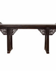 Antique Chinese Ming Style Altar Table with Carved Apron and Black Patina-1. Asian & Chinese Furniture, Art, Antiques, Vintage Home Décor for sale at FEA Home