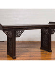 Antique Chinese Ming Style Altar Table with Carved Apron and Black Patina-3. Asian & Chinese Furniture, Art, Antiques, Vintage Home Décor for sale at FEA Home