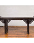 Antique Chinese Ming Style Altar Table with Carved Apron and Black Patina-5. Asian & Chinese Furniture, Art, Antiques, Vintage Home Décor for sale at FEA Home