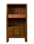 Chinese 19th Century Elmwood Bookcase with Doors, Drawers and Brass Hardware-1. Asian & Chinese Furniture, Art, Antiques, Vintage Home Décor for sale at FEA Home