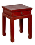 Chinese Early 20th Century Red Lacquer Stool with Drawer and Horse-Hoof Legs-1. Asian & Chinese Furniture, Art, Antiques, Vintage Home Décor for sale at FEA Home