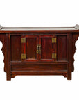Chinese Antique Ming Dynasty Style Red Rose Console Cabinet with Everted Flanged-1. Asian & Chinese Furniture, Art, Antiques, Vintage Home Décor for sale at FEA Home