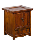 Chinese Early 20th Century Elmwood Bedside Cabinet with Scalloped Apron-1. Asian & Chinese Furniture, Art, Antiques, Vintage Home Décor for sale at FEA Home