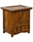 Chinese Early 20th Century Elmwood Bedside Cabinet with Weathered Patina-1. Asian & Chinese Furniture, Art, Antiques, Vintage Home Décor for sale at FEA Home