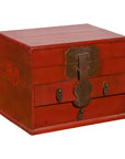 Chinese Early 20th Century Red Lacquer Jewelry Box with Bronze Hardware-1. Asian & Chinese Furniture, Art, Antiques, Vintage Home Décor for sale at FEA Home