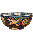 Contemporary Hand Painted Chinese Floral Decor Bowl with Cobalt Blue Ground-1. Asian & Chinese Furniture, Art, Antiques, Vintage Home Décor for sale at FEA Home