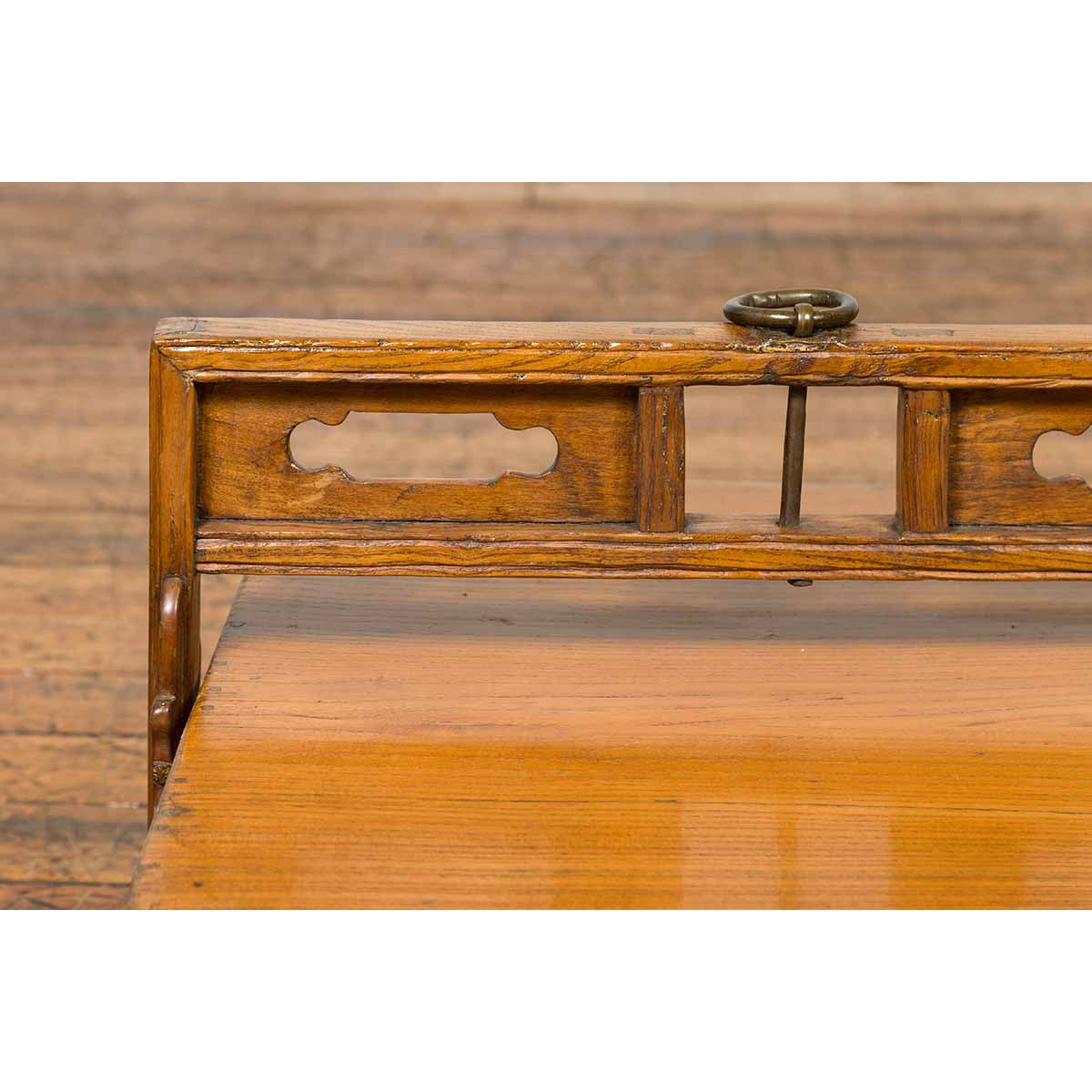 Antique Chinese Wooden Carrying Lunch Box with Pierced Handle-9. Asian & Chinese Furniture, Art, Antiques, Vintage Home Décor for sale at FEA Home