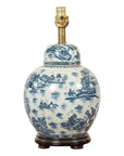 Vintage Chinese Blue and white Porcelain Lamp with Architectures and Landscapes-1. Asian & Chinese Furniture, Art, Antiques, Vintage Home Décor for sale at FEA Home