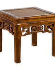 Chinese Qing Dynasty 19th Century Side Table with Rattan Top and Carved Apron-1. Asian & Chinese Furniture, Art, Antiques, Vintage Home Décor for sale at FEA Home