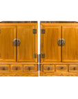 Pair of Chinese Qing Dynasty Carved Yumu Wood Cabinets with Doors and Drawers-1. Asian & Chinese Furniture, Art, Antiques, Vintage Home Décor for sale at FEA Home