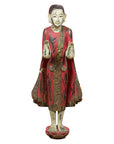 Thai Carved and Painted Wooden Monk Statue with Dispelling of Fear Gesture-1. Asian & Chinese Furniture, Art, Antiques, Vintage Home Décor for sale at FEA Home