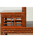 Vintage Lacquered Chinese Tiered Bamboo Lamp Table with Geometric Motifs-9. Asian & Chinese Furniture, Art, Antiques, Vintage Home Décor for sale at FEA Home