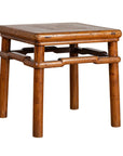 Chinese Ming Style Vintage Natural Wood Side Table with Humpback Stretcher-1. Asian & Chinese Furniture, Art, Antiques, Vintage Home Décor for sale at FEA Home