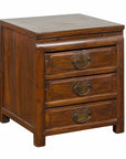 Vintage Chinese Side Chest with Three-Drawers and Traditional Hardware-1. Asian & Chinese Furniture, Art, Antiques, Vintage Home Décor for sale at FEA Home