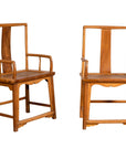 Ming Dynasty Style Wedding Armchairs with Curving Arms and Woven Rattan Seats-1. Asian & Chinese Furniture, Art, Antiques, Vintage Home Décor for sale at FEA Home