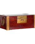 Chinese Vintage Red Lacquer Document Box with Cutout Brass Details-1. Asian & Chinese Furniture, Art, Antiques, Vintage Home Décor for sale at FEA Home