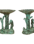 Contemporary Cast Bronze Planter with Cranes and Verdigris Patina-1. Asian & Chinese Furniture, Art, Antiques, Vintage Home Décor for sale at FEA Home