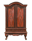 Dutch Colonial Late 19th Century Bonnet Top Cabinet with Carved Doors and Apron-1. Asian & Chinese Furniture, Art, Antiques, Vintage Home Décor for sale at FEA Home