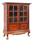 Dutch Colonial Antique Lacquered Wood Cabinet with Glass Doors and Cabriole Legs-1. Asian & Chinese Furniture, Art, Antiques, Vintage Home Décor for sale at FEA Home