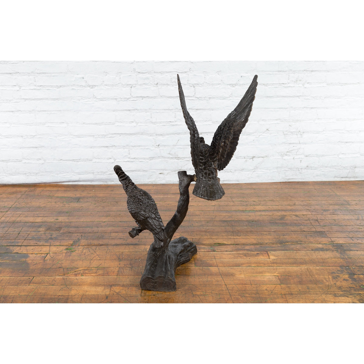 Bronze Parrots in a Tree Lost Wax Cast Sculpture with Dark and Bronze Patina-3. Asian & Chinese Furniture, Art, Antiques, Vintage Home Décor for sale at FEA Home