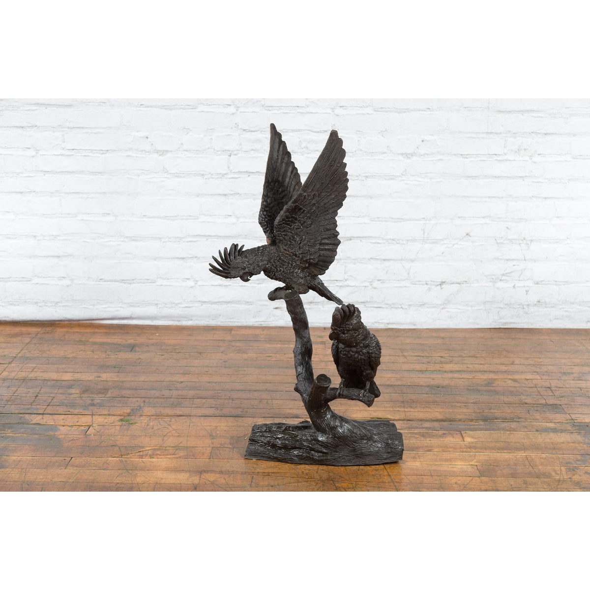 Bronze Parrots in a Tree Lost Wax Cast Sculpture with Dark and Bronze Patina-10. Asian & Chinese Furniture, Art, Antiques, Vintage Home Décor for sale at FEA Home