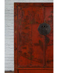 Chinese Qing Dynasty Red Lacquer Cabinet with Hand-Painted Chinoiserie Décor-10. Asian & Chinese Furniture, Art, Antiques, Vintage Home Décor for sale at FEA Home