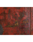 Chinese Qing Dynasty Red Lacquer Cabinet with Hand-Painted Chinoiserie Décor-12. Asian & Chinese Furniture, Art, Antiques, Vintage Home Décor for sale at FEA Home