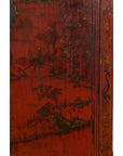 Chinese Qing Dynasty Red Lacquer Cabinet with Hand-Painted Chinoiserie Décor-13. Asian & Chinese Furniture, Art, Antiques, Vintage Home Décor for sale at FEA Home