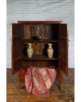 Chinese Qing Dynasty Red Lacquer Cabinet with Hand-Painted Chinoiserie Décor-3. Asian & Chinese Furniture, Art, Antiques, Vintage Home Décor for sale at FEA Home