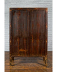 Chinese Qing Dynasty Red Lacquer Cabinet with Hand-Painted Chinoiserie Décor-17. Asian & Chinese Furniture, Art, Antiques, Vintage Home Décor for sale at FEA Home