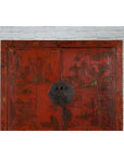Chinese Qing Dynasty Red Lacquer Cabinet with Hand-Painted Chinoiserie Décor-7. Asian & Chinese Furniture, Art, Antiques, Vintage Home Décor for sale at FEA Home