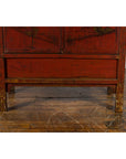 Chinese Qing Dynasty Red Lacquer Cabinet with Hand-Painted Chinoiserie Décor-15. Asian & Chinese Furniture, Art, Antiques, Vintage Home Décor for sale at FEA Home