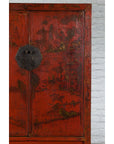 Chinese Qing Dynasty Red Lacquer Cabinet with Hand-Painted Chinoiserie Décor-9. Asian & Chinese Furniture, Art, Antiques, Vintage Home Décor for sale at FEA Home
