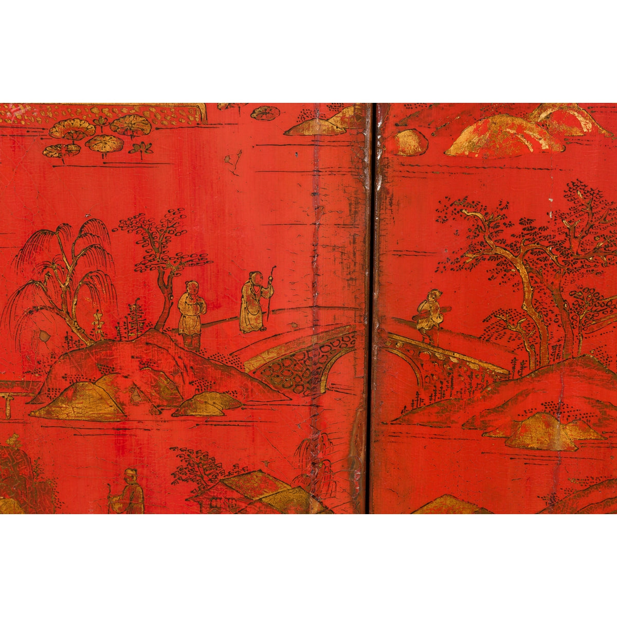 Chinese Qing Dynasty 19th Century Chinoiserie Cabinet with Original Red Lacquer-14. Asian & Chinese Furniture, Art, Antiques, Vintage Home Décor for sale at FEA Home