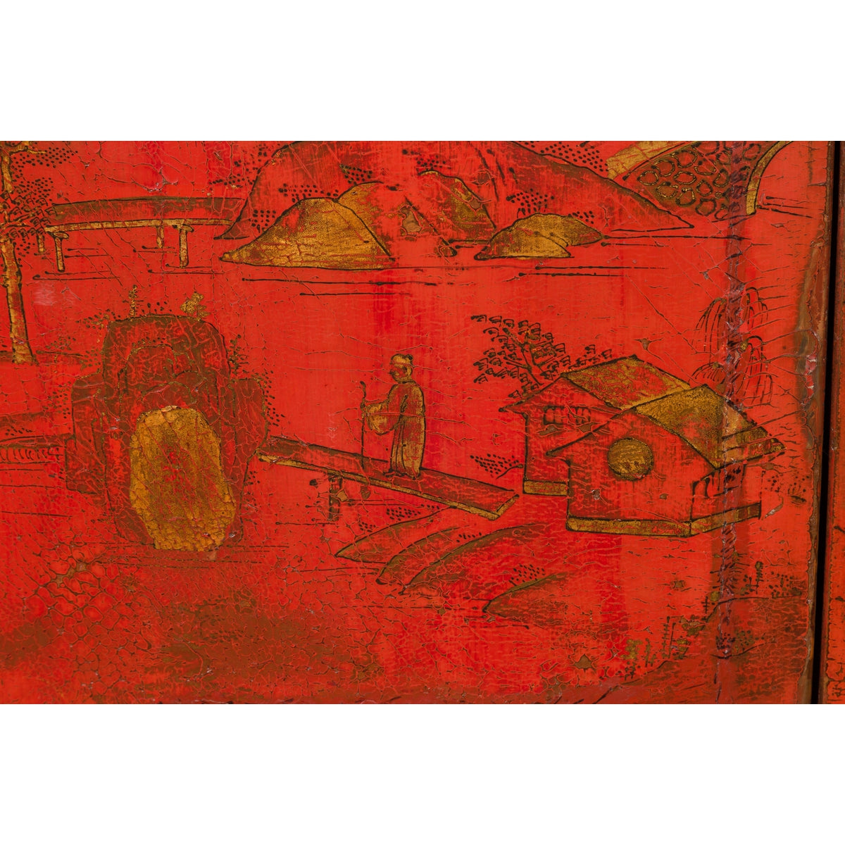 Chinese Qing Dynasty 19th Century Chinoiserie Cabinet with Original Red Lacquer-15. Asian & Chinese Furniture, Art, Antiques, Vintage Home Décor for sale at FEA Home
