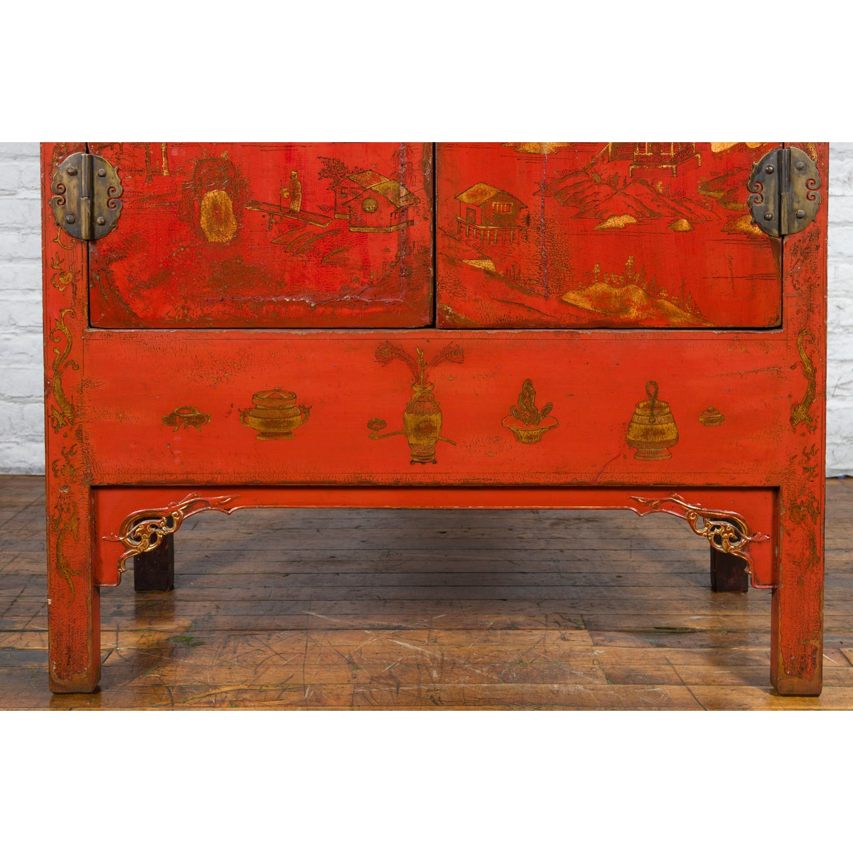 Chinese Qing Dynasty 19th Century Chinoiserie Cabinet with Original Red Lacquer-17. Asian & Chinese Furniture, Art, Antiques, Vintage Home Décor for sale at FEA Home