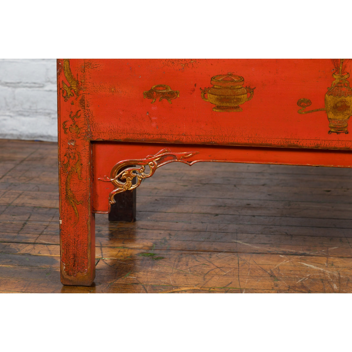 Chinese Qing Dynasty 19th Century Chinoiserie Cabinet with Original Red Lacquer-18. Asian & Chinese Furniture, Art, Antiques, Vintage Home Décor for sale at FEA Home