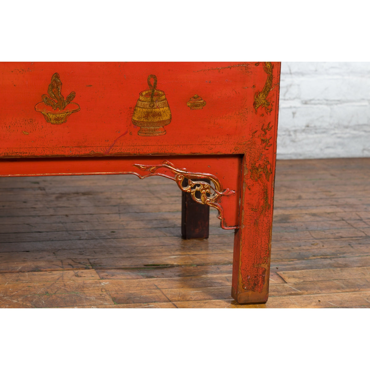 Chinese Qing Dynasty 19th Century Chinoiserie Cabinet with Original Red Lacquer-19. Asian & Chinese Furniture, Art, Antiques, Vintage Home Décor for sale at FEA Home