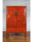 Chinese Qing Dynasty 19th Century Chinoiserie Cabinet with Original Red Lacquer-7. Asian & Chinese Furniture, Art, Antiques, Vintage Home Décor for sale at FEA Home