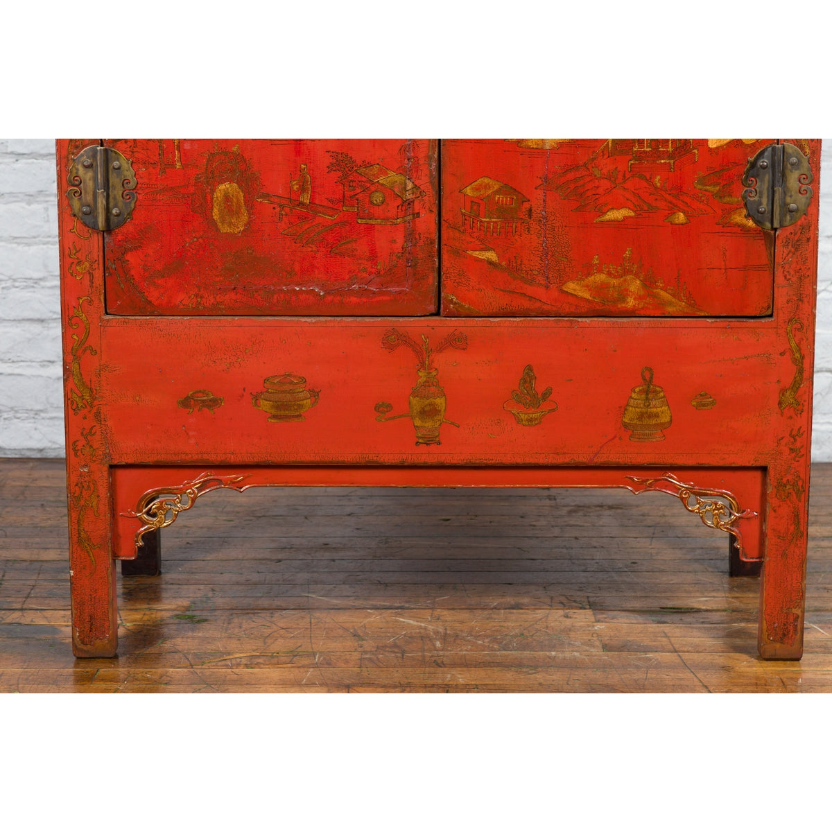 Chinese Qing Dynasty 19th Century Chinoiserie Cabinet with Original Red Lacquer-10. Asian & Chinese Furniture, Art, Antiques, Vintage Home Décor for sale at FEA Home