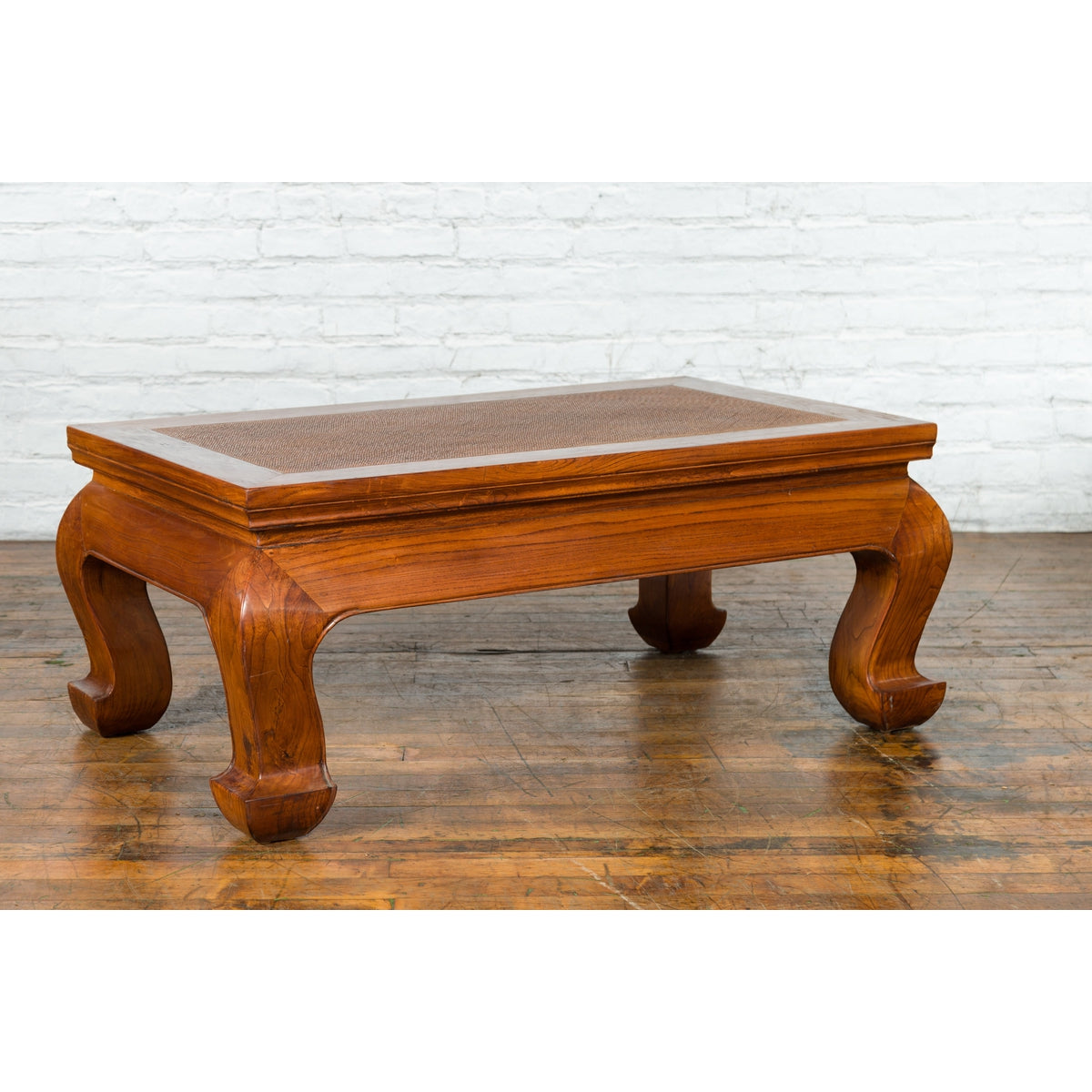 Chinese Shanxi Province Qing Dynasty Elmwood Coffee Table with Woven Rattan Top-4. Asian & Chinese Furniture, Art, Antiques, Vintage Home Décor for sale at FEA Home