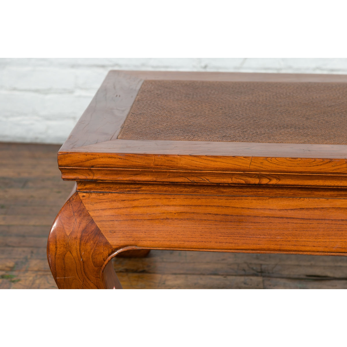 Chinese Shanxi Province Qing Dynasty Elmwood Coffee Table with Woven Rattan Top-5. Asian & Chinese Furniture, Art, Antiques, Vintage Home Décor for sale at FEA Home
