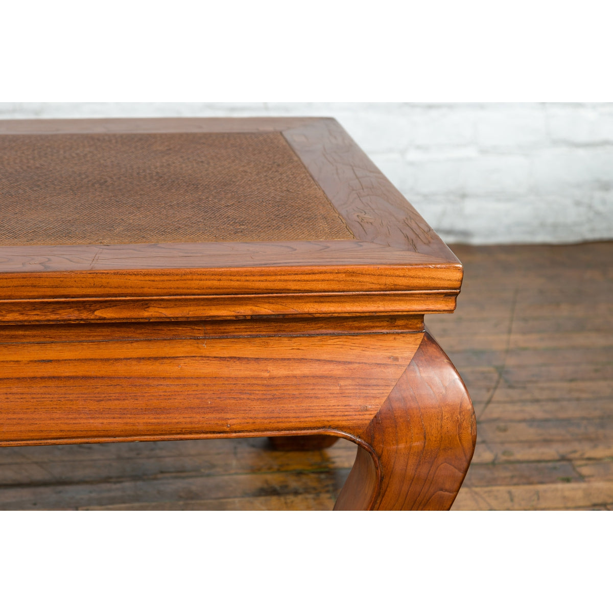 Chinese Shanxi Province Qing Dynasty Elmwood Coffee Table with Woven Rattan Top-6. Asian & Chinese Furniture, Art, Antiques, Vintage Home Décor for sale at FEA Home