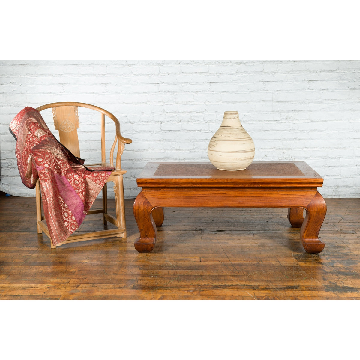 Chinese Shanxi Province Qing Dynasty Elmwood Coffee Table with Woven Rattan Top-3. Asian & Chinese Furniture, Art, Antiques, Vintage Home Décor for sale at FEA Home