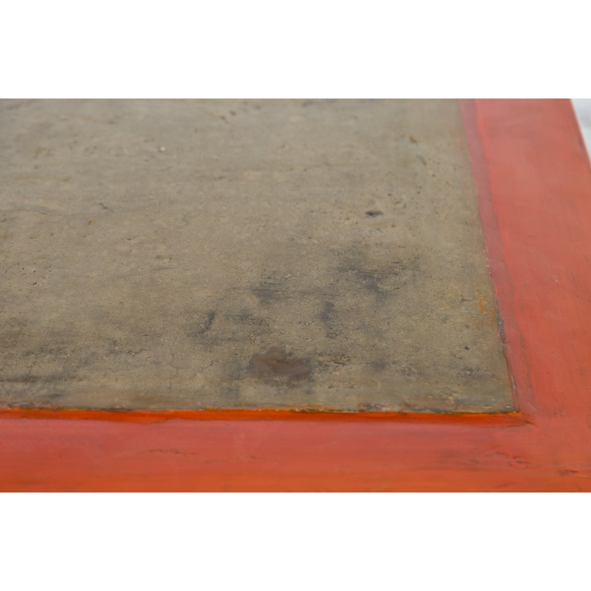 Pair of Chinese Red Lacquered Cube Side Tables with Ming Dynasty Marble Tops-11. Asian & Chinese Furniture, Art, Antiques, Vintage Home Décor for sale at FEA Home